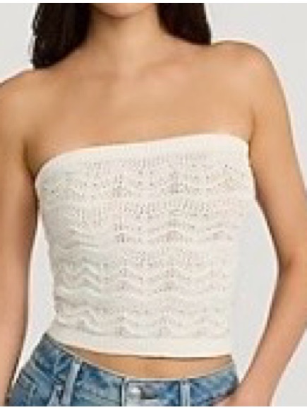 Express Cream Strapless Crochet Tube Top